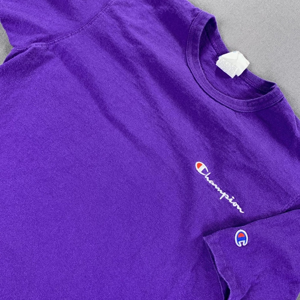 Champion Shirt Mens Large Purple Classic Jersey GT19 Script Logo Embroidered